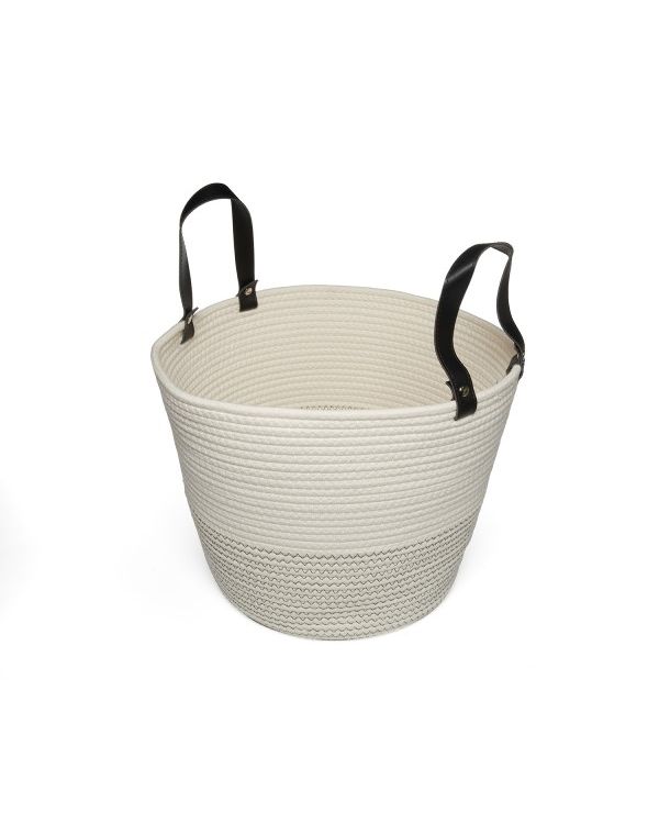 Clusko River Basket Cotton Rope Black Handle Jumbo