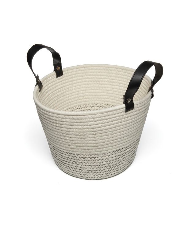 Clusko River Basket Cotton Rope Black Handle Medium