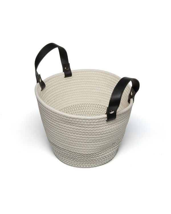 Clusko River Basket Cotton Rope Black Handle Small