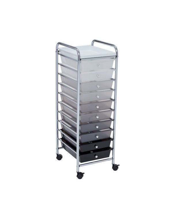 Dymon Black & White 10 Drawer Cart