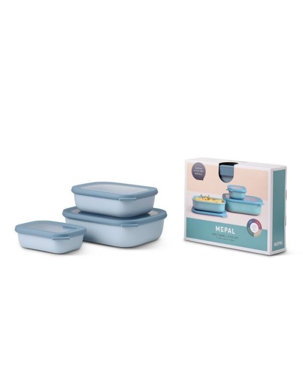 Cirqula Rectangular Container Set of Three Nordic Blue
