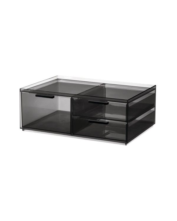 Signature Cosmetic Organizer 3-Drawer Wide Smoke