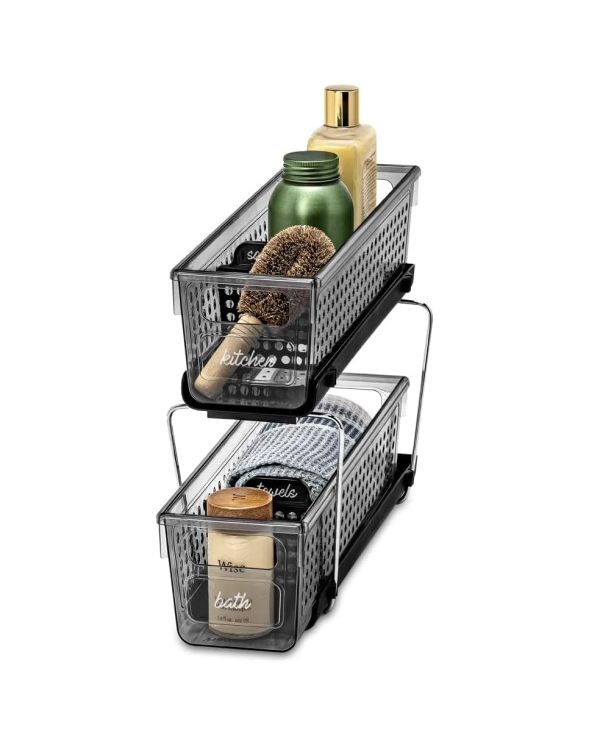 madesmart® Narrow Pullout Baskets with Dividers Carbon