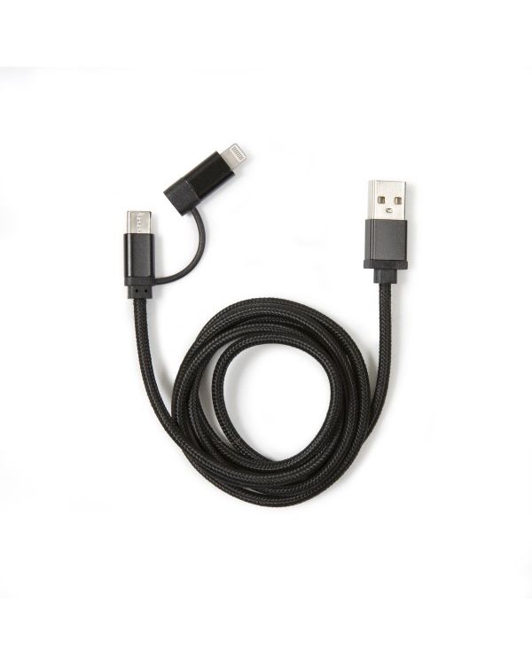 Kikkerland 2-in-1 Braided Cable Black