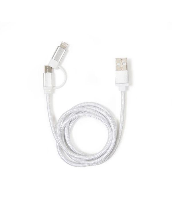 Kikkerland 2-in-1 Braided Cable Silver