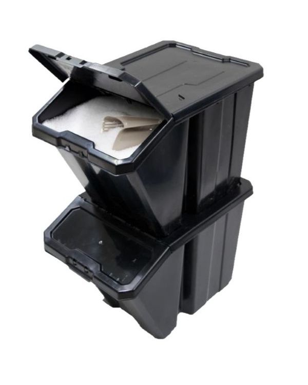 Stacking Bin With Hinged Lid