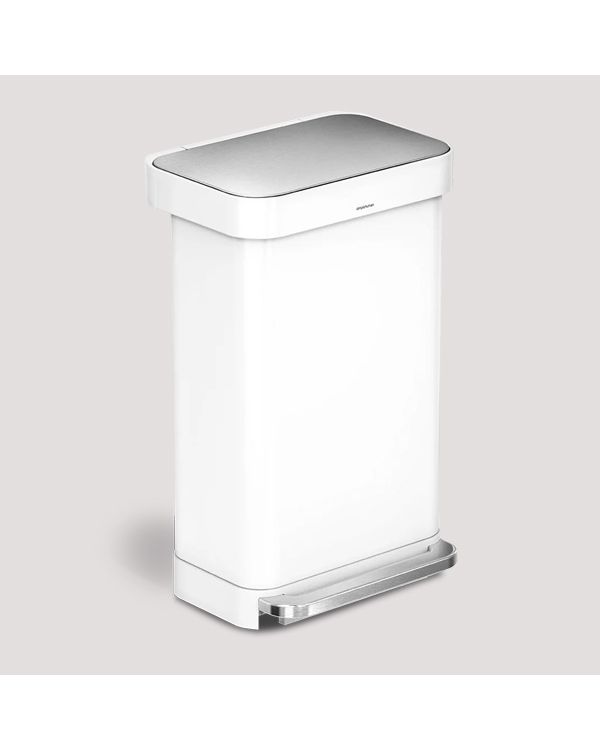 simplehuman 45L Step Can White Steel