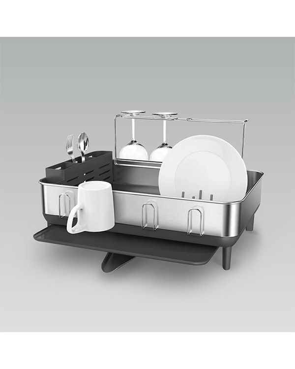 simplehuman steel frame dishrack, stainless steel, grey