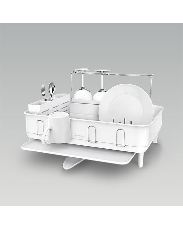 simplehuman steel frame dishrack, white steel