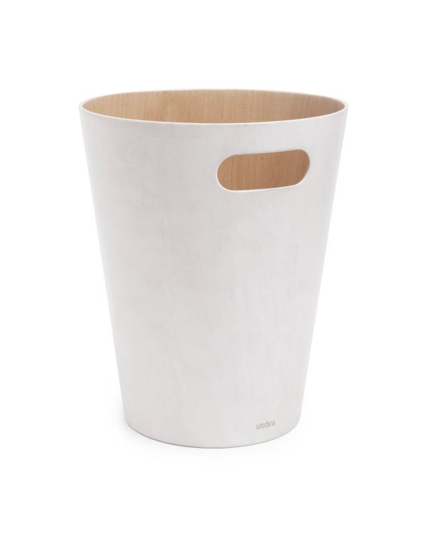 Umbra Woodrow Trash Can White-Natural