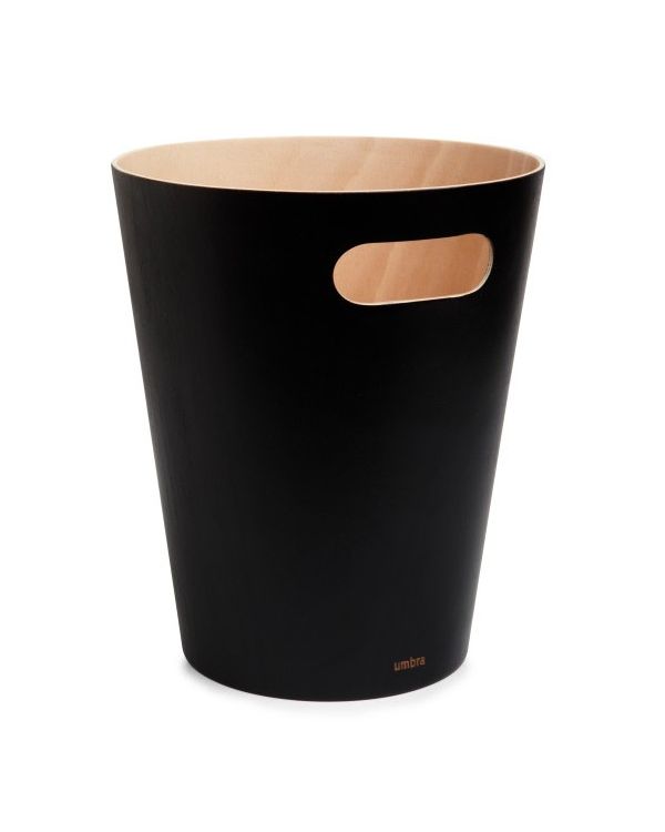 Umbra Woodrow Trash Can Black-Natural