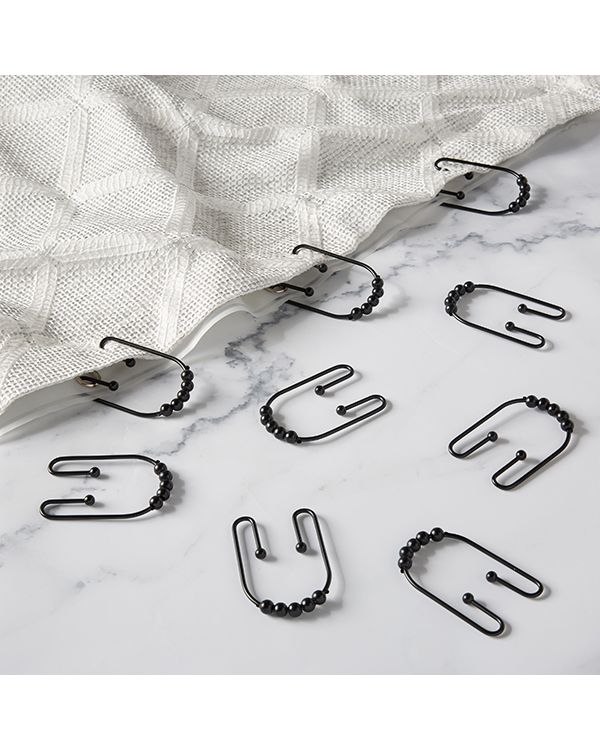Shower Curtain Hooks Clyde Black 12pk