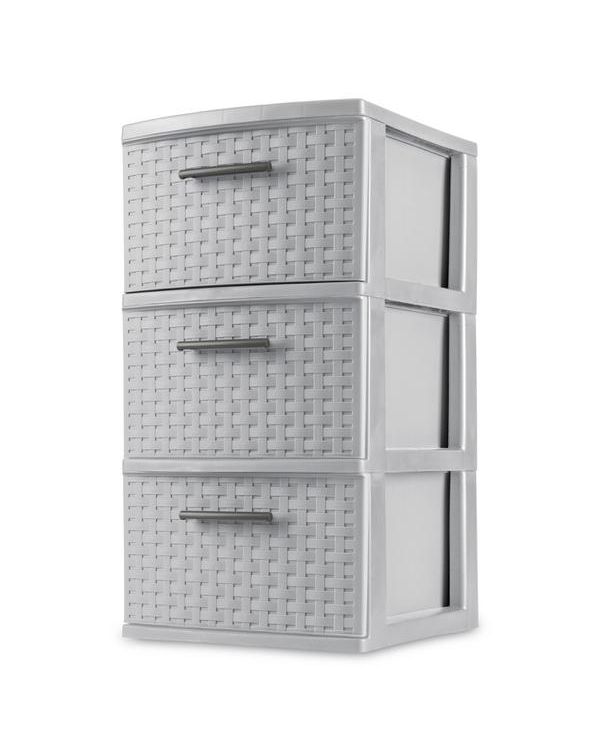 Sterilite 3 Drawer Tower Grey Weave