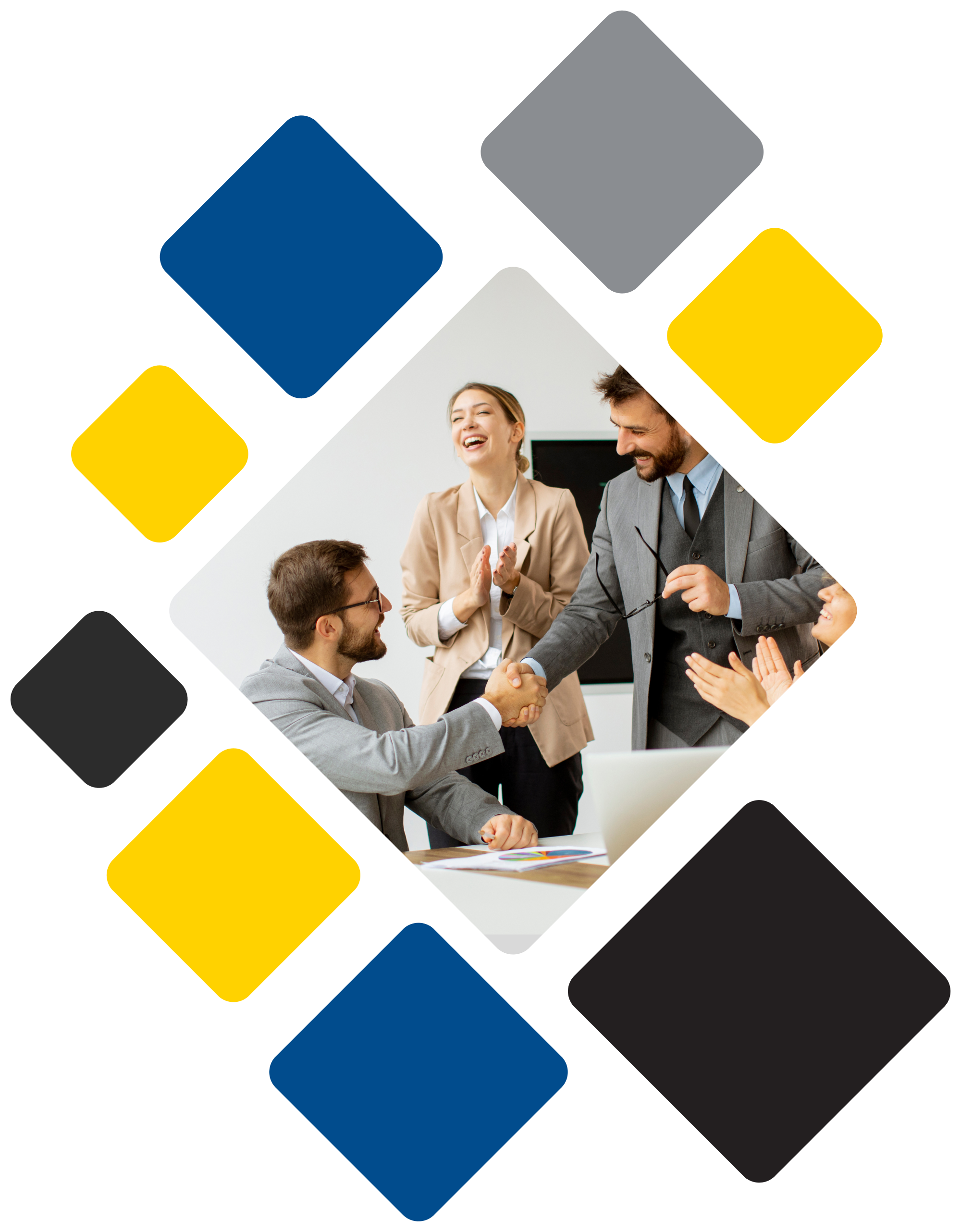 Business professionals shaking hands at DymonConnect